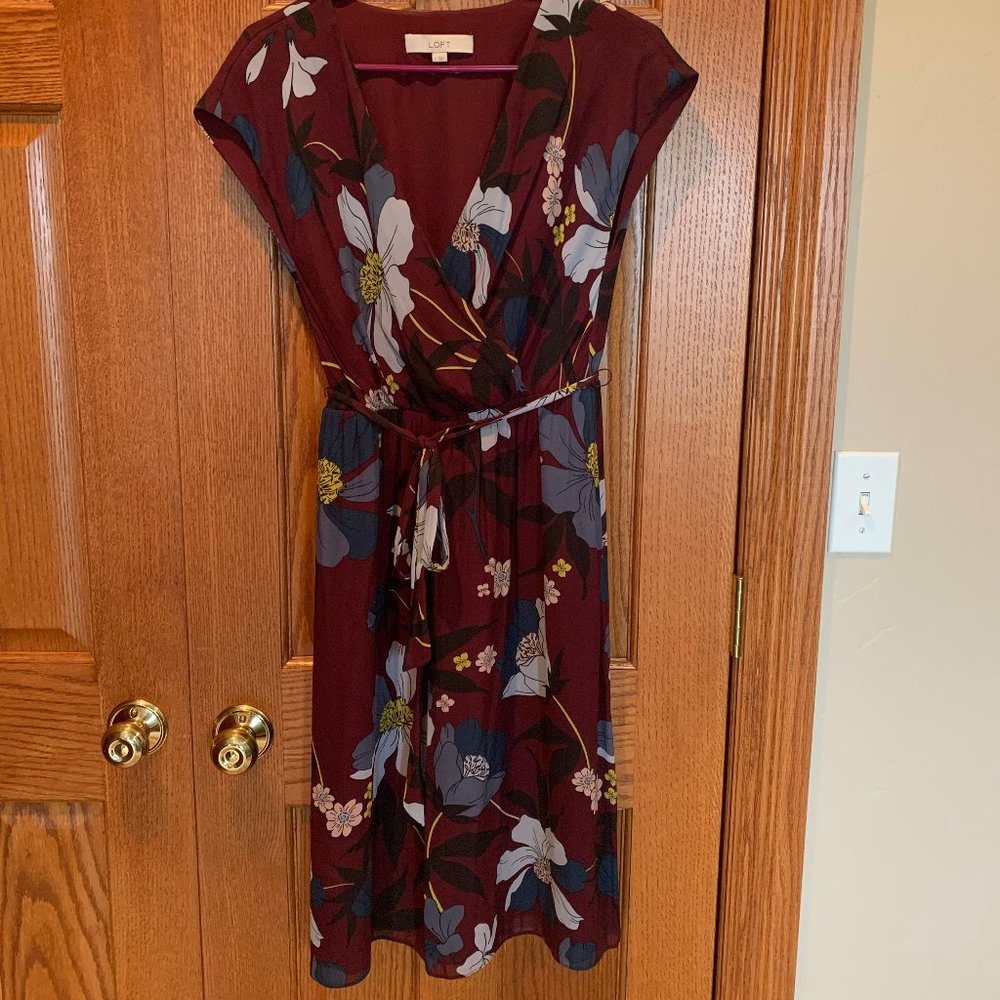 Loft floral faux wrap dress